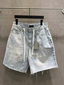 Balenciaga new drawstring washed loose straight-leg denim shorts-5489  